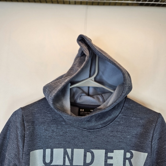Under Armour Gray Pull Over Hooded Fleece Graphic Sweatshirt Womens sz XS - Picture 2 of 10